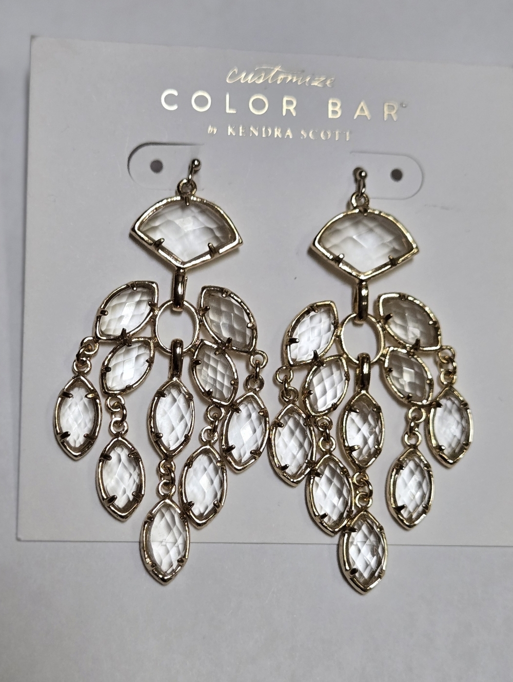 Kendra Scott Gwen GOLD Chandelier Earrings Clear Glass Rare/Vintage - Picture 4 of 7